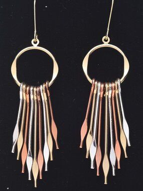 Tri-color gold Dangle Earrings